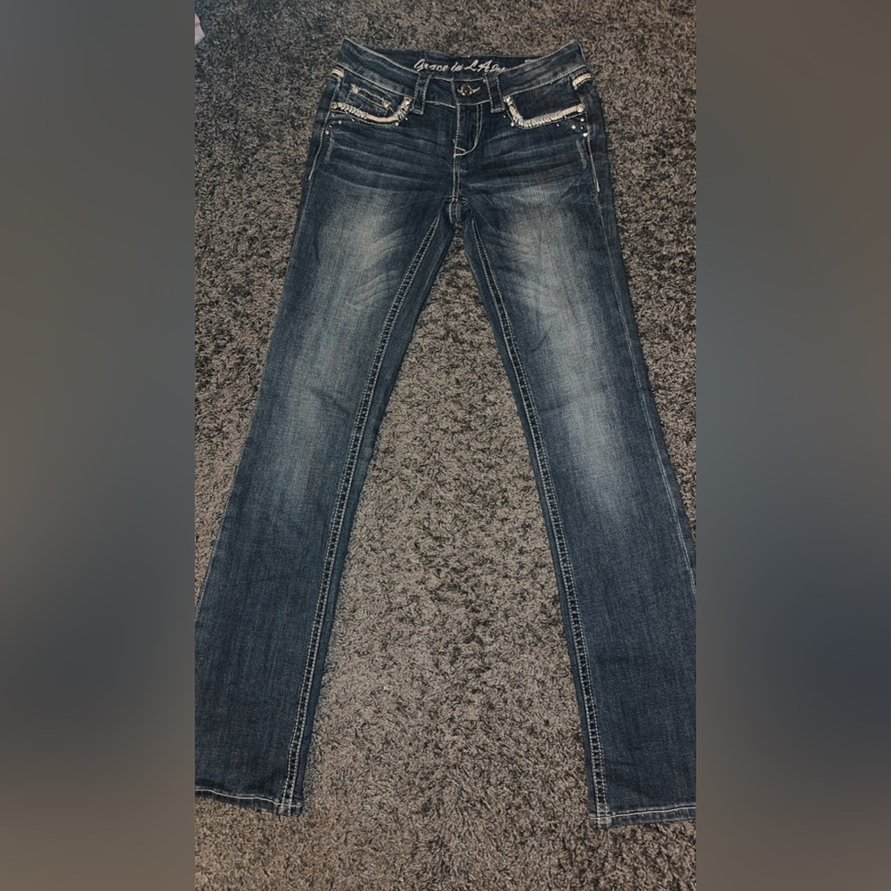 Grace in LA Dark Blue Jeans
